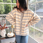 Morning Mist Striped Button Down Boxy Knit Cardigan - Love and Lee Apparel