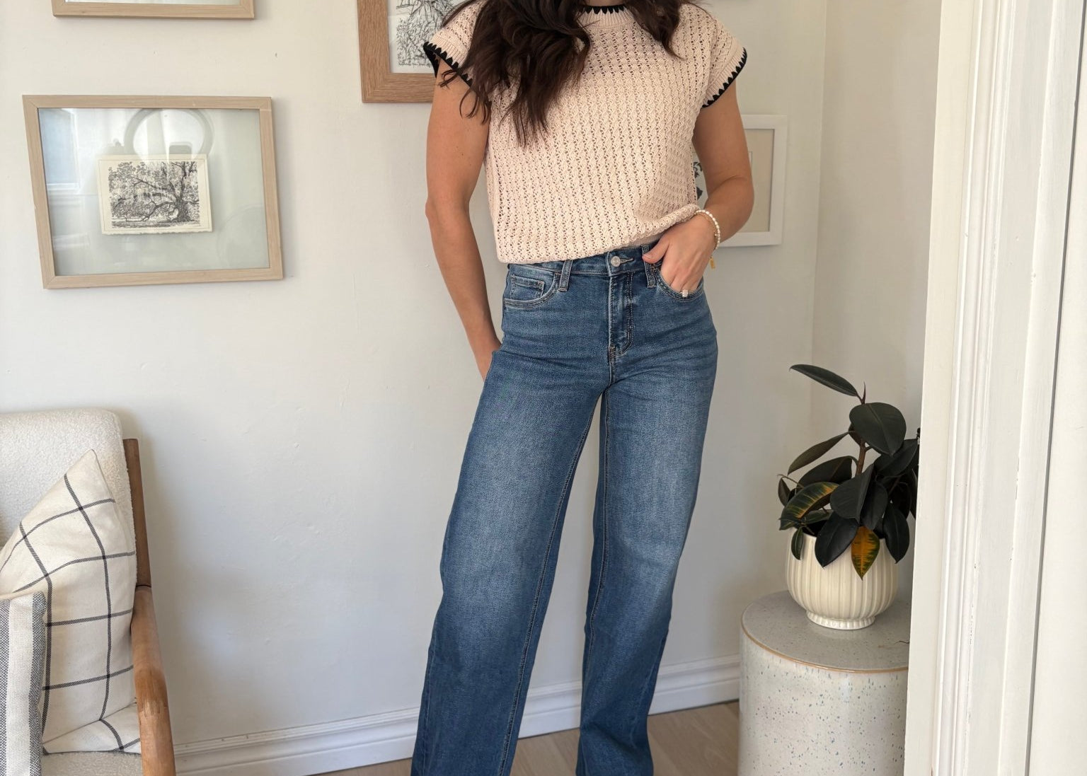 The Rae High Rise Dark Wash Clean Cut Raw Hem Wide Jeans - Love and Lee Apparel