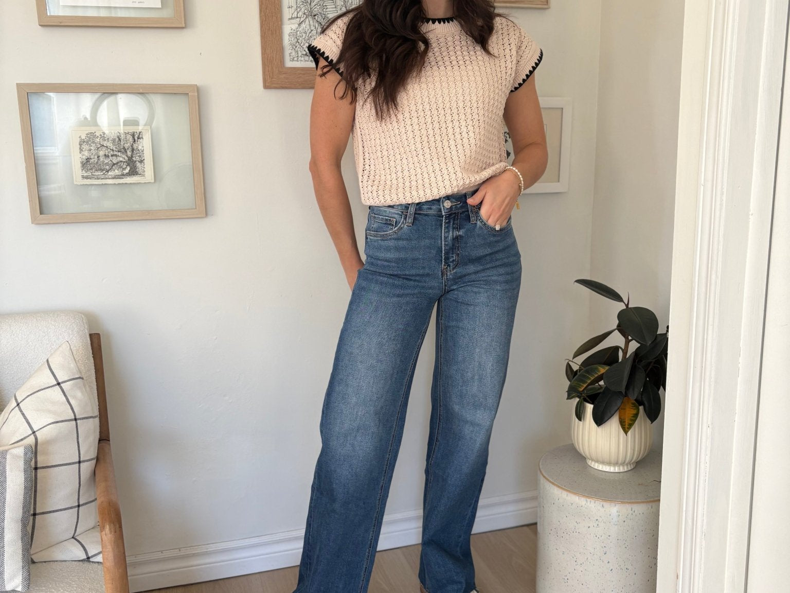 The Rae High Rise Dark Wash Clean Cut Raw Hem Wide Jeans - Love and Lee Apparel