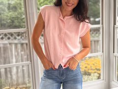 The Lucille Raw Edge Sleeveless Lightweight Cardigan in Pink - Love and Lee Apparel