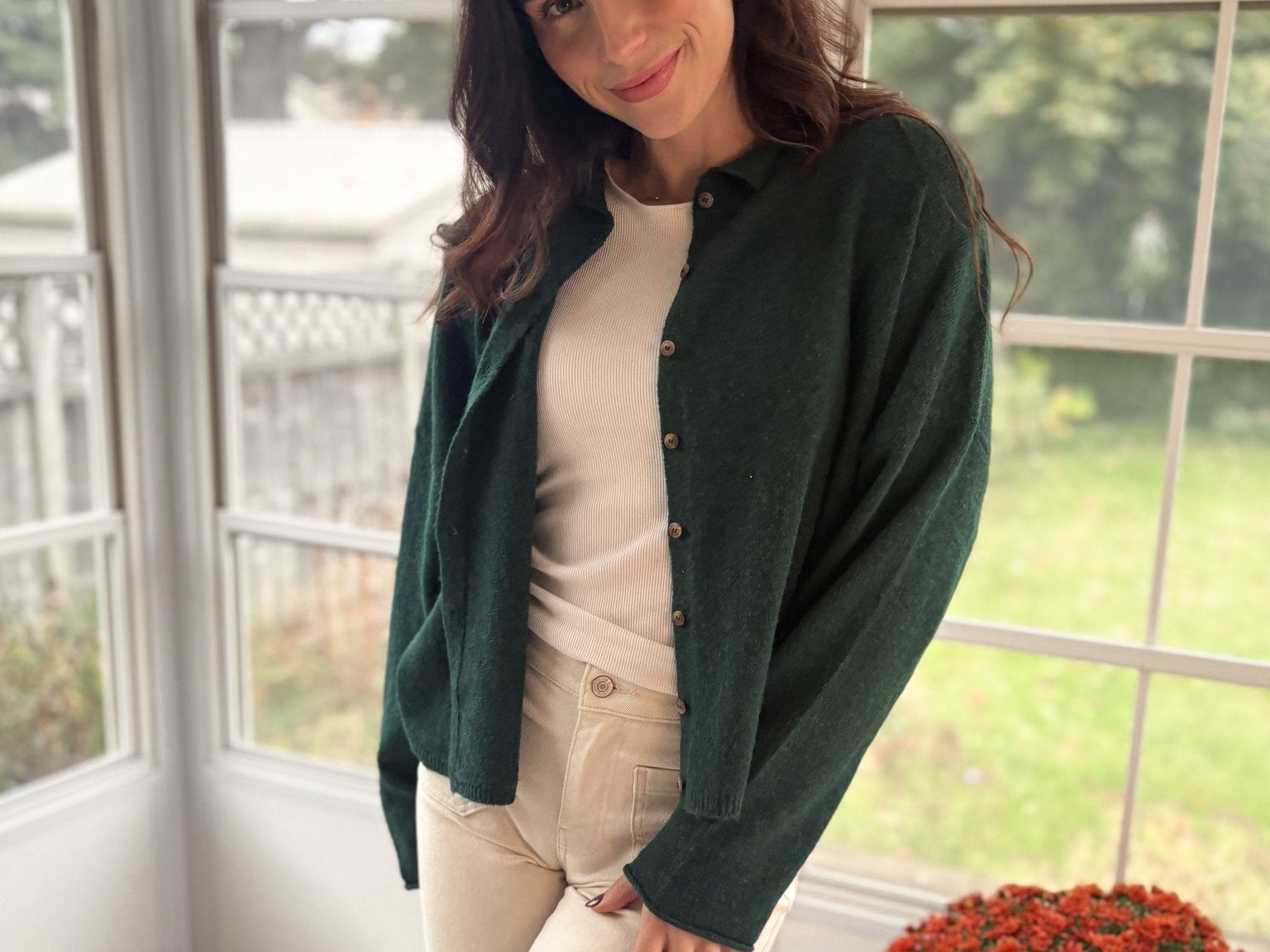 The Pippa Rolled Edge Button Down Cardigan - Love and Lee Apparel