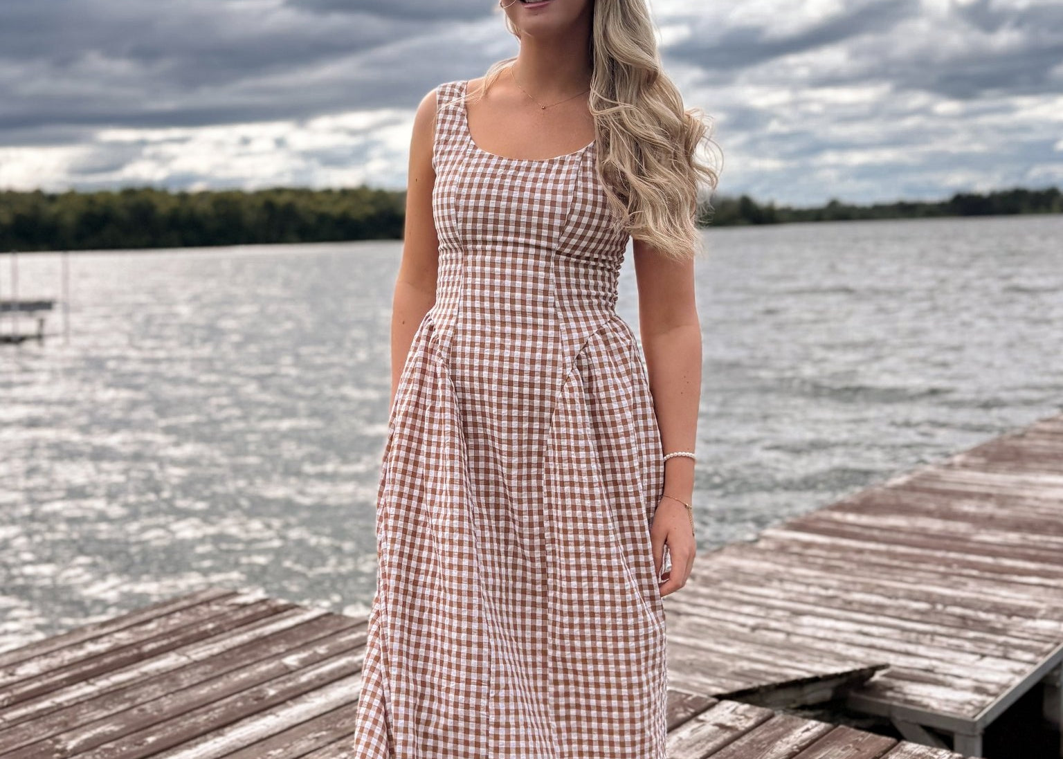 Ophelia Gingham Print Midi Dress - Love and Lee Apparel