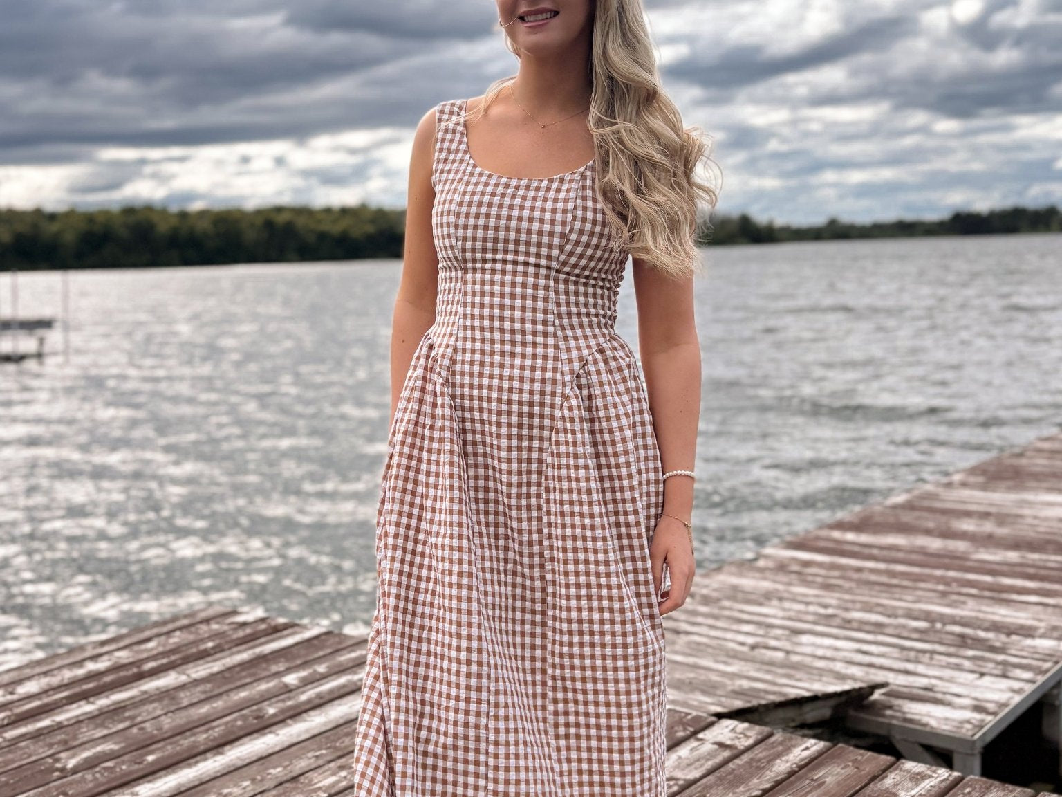 Ophelia Gingham Print Midi Dress - Love and Lee Apparel