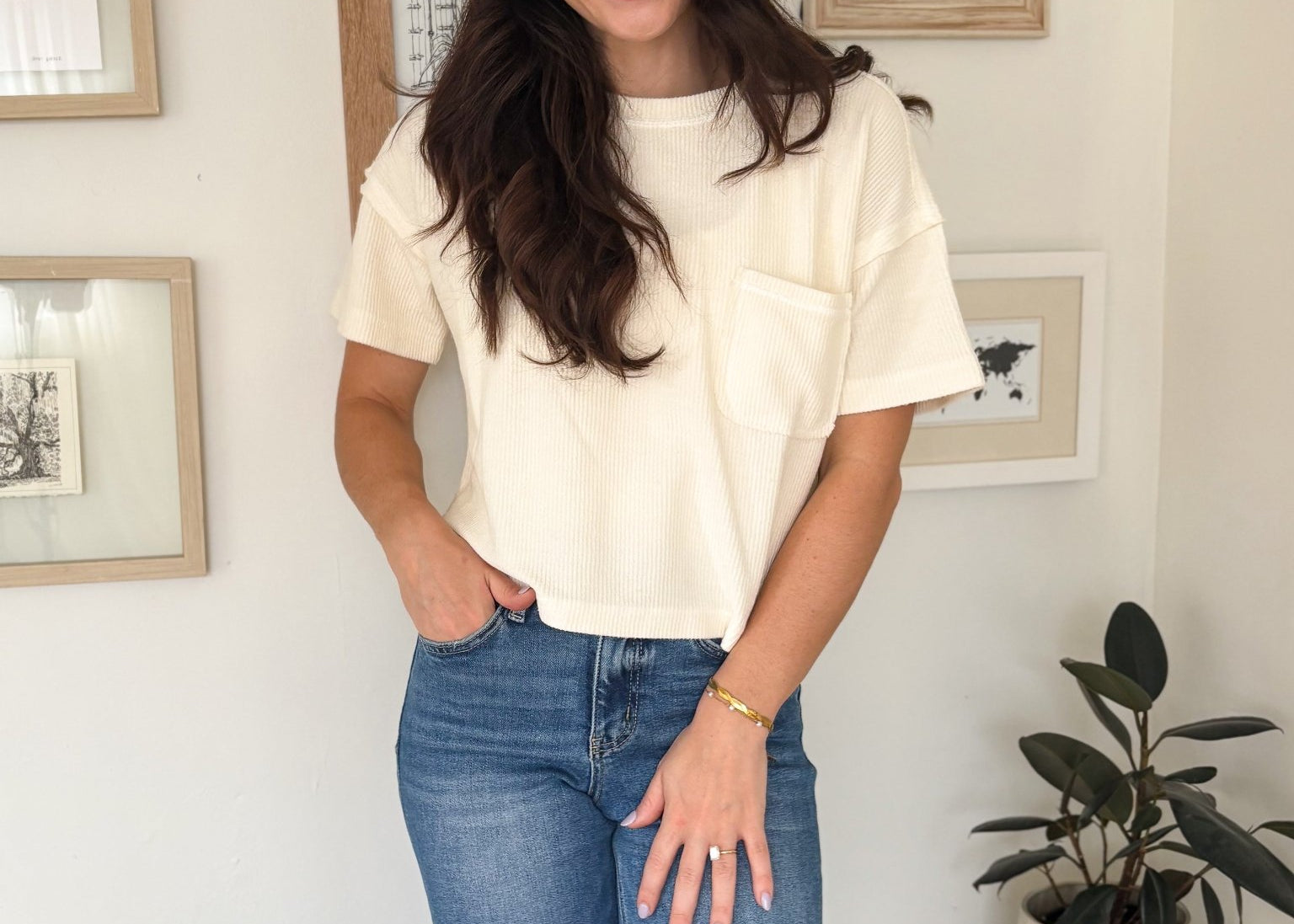The Erika Ribbed Pocket Detail Short Sleeve Knit Top - Love and Lee Apparel