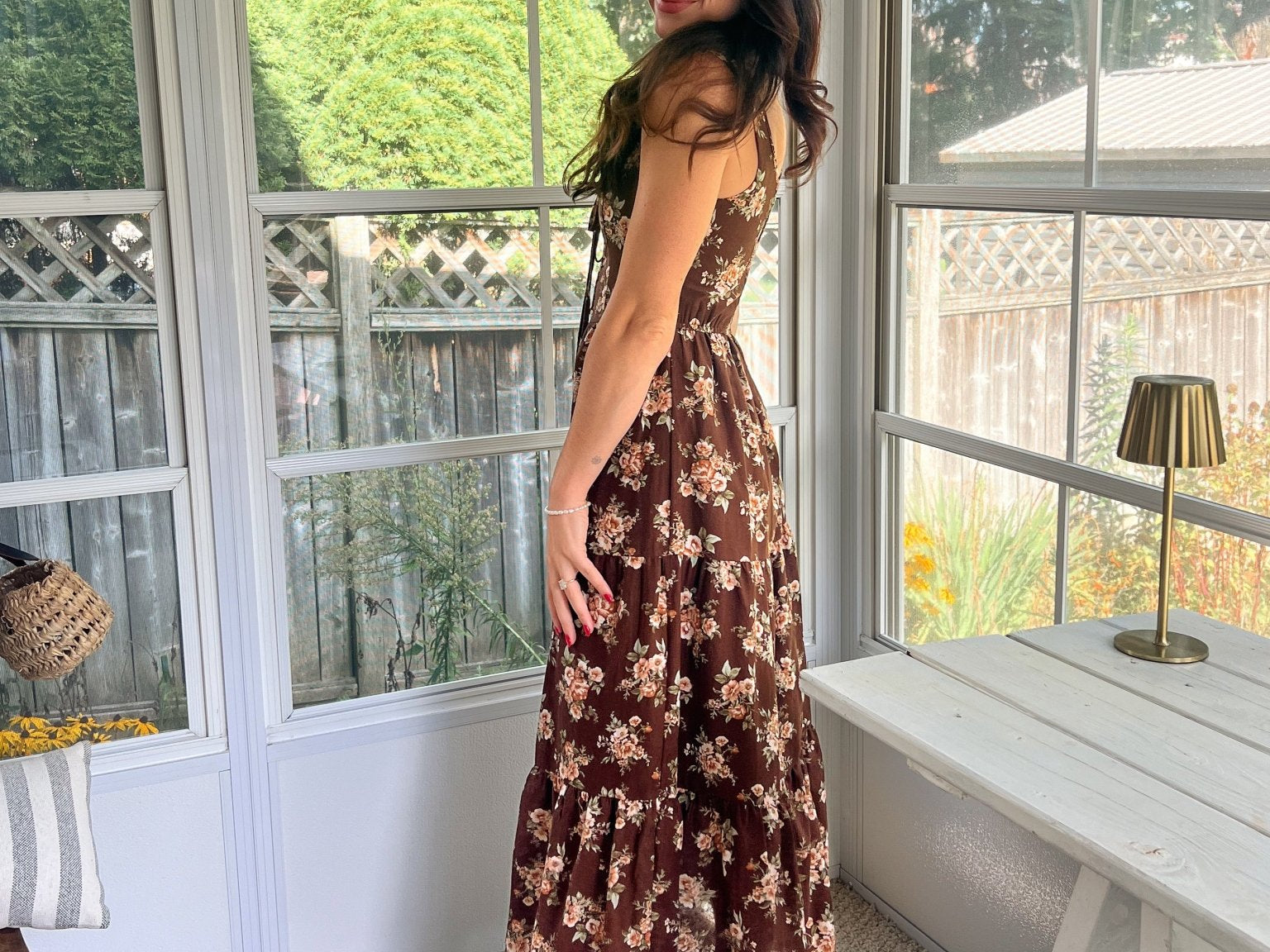 Sloan Floral Front Lace Up Corset Sleeveless Midi Dress - Love and Lee Apparel