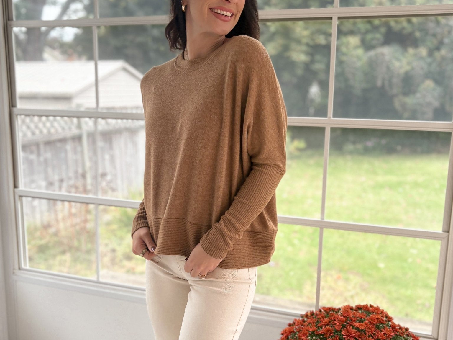 The Harrington Brushed Melange Hacci Dolman Sleeve Sweater - Love and Lee Apparel
