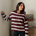 The 'Sparkling Cider' Multi-Color Stripe Rolled Neck Knit Cardigan - Love and Lee Apparel