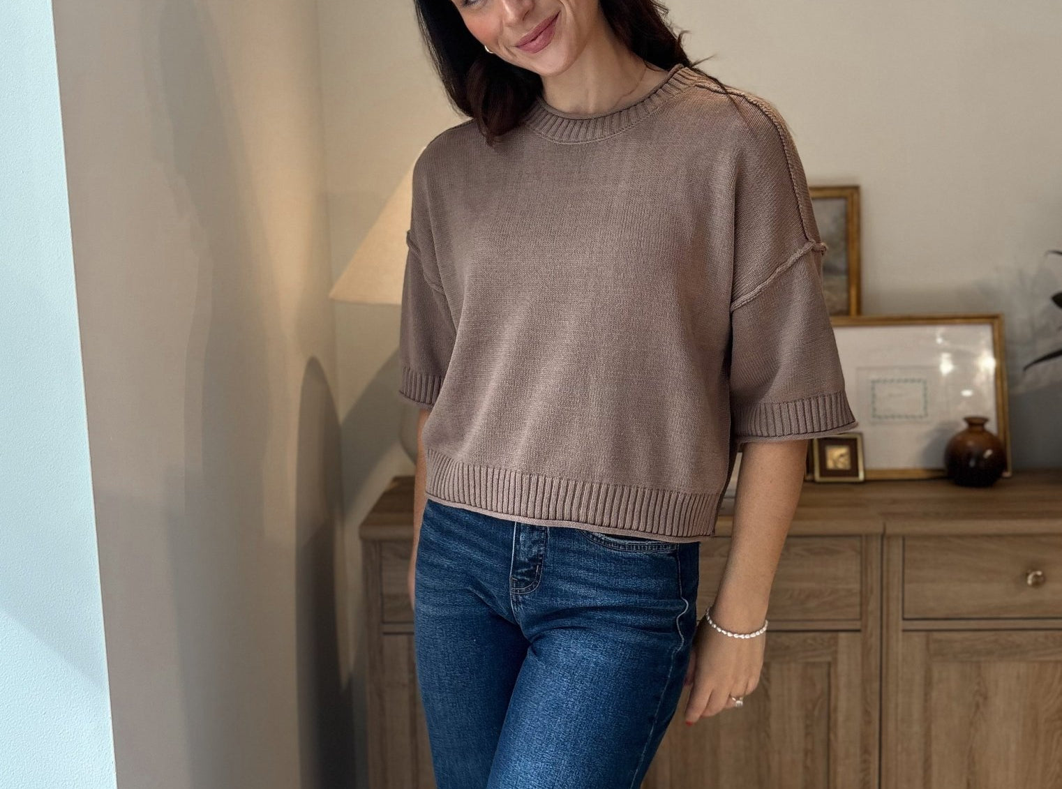 The Stone Hearth Exposed Seam Drop Shoulder Short Sleeve Pullover - Love and Lee Apparel