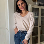 The Aurelie Long Sleeve V - Neck Knit Pullover Sweater - Love and Lee Apparel