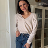 The Aurelie Long Sleeve V - Neck Knit Pullover Sweater - Love and Lee Apparel