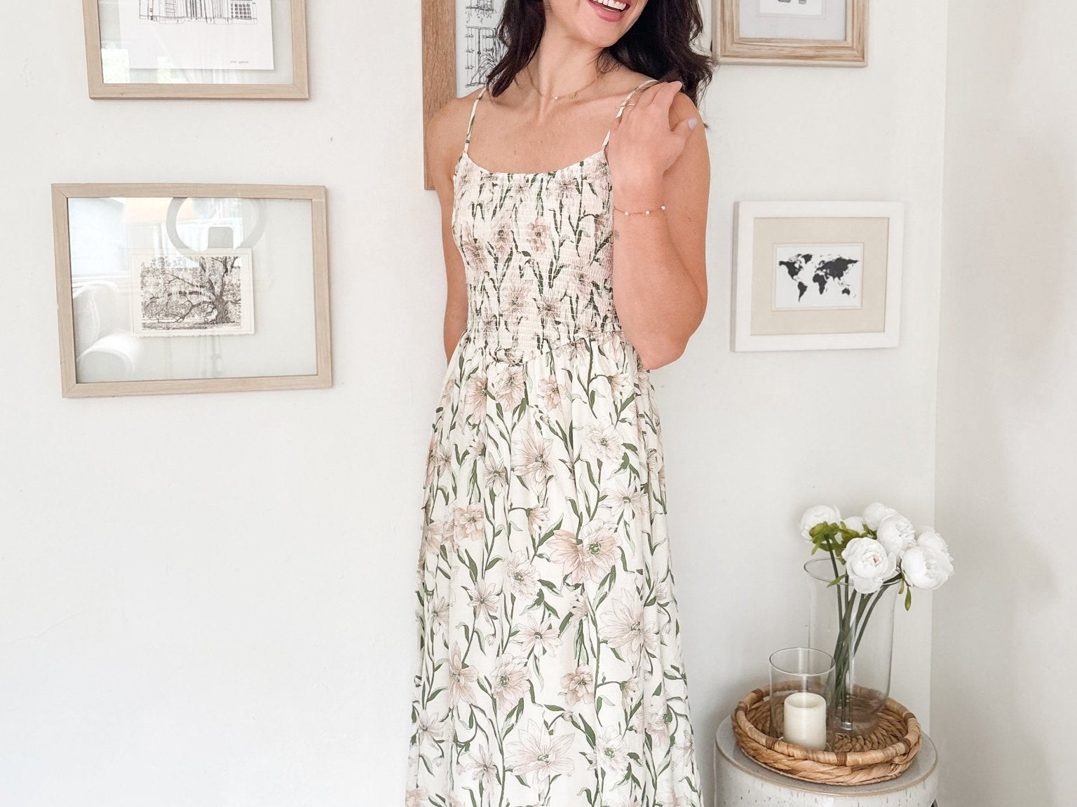 Carlotta Floral Smocked Midi Dress - Love and Lee Apparel