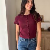 The Bordeaux Short Sleeve Button Down Knit Cardigan - Love and Lee Apparel