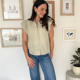 The Pheobe Flutter Sleeve Button Down Embroidered Top - Love and Lee Apparel