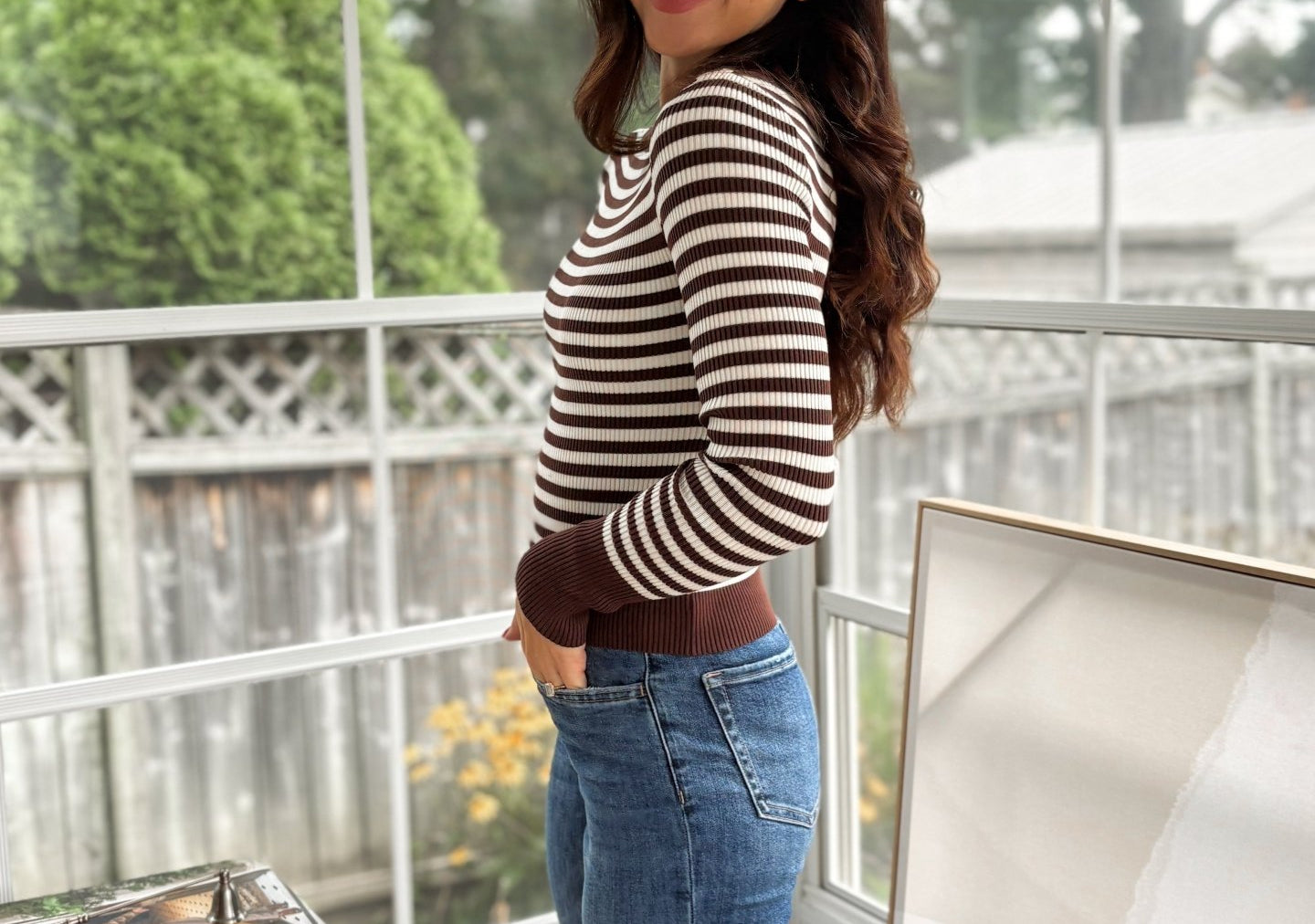 'Study Hall' Boat Neck Stripe Ribbed Long Sleeve Sweater Top - Love and Lee Apparel