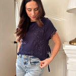 The Tyra Lace Detail Blouse in Navy - Love and Lee Apparel