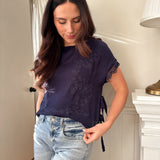 The Tyra Lace Detail Blouse in Navy - Love and Lee Apparel