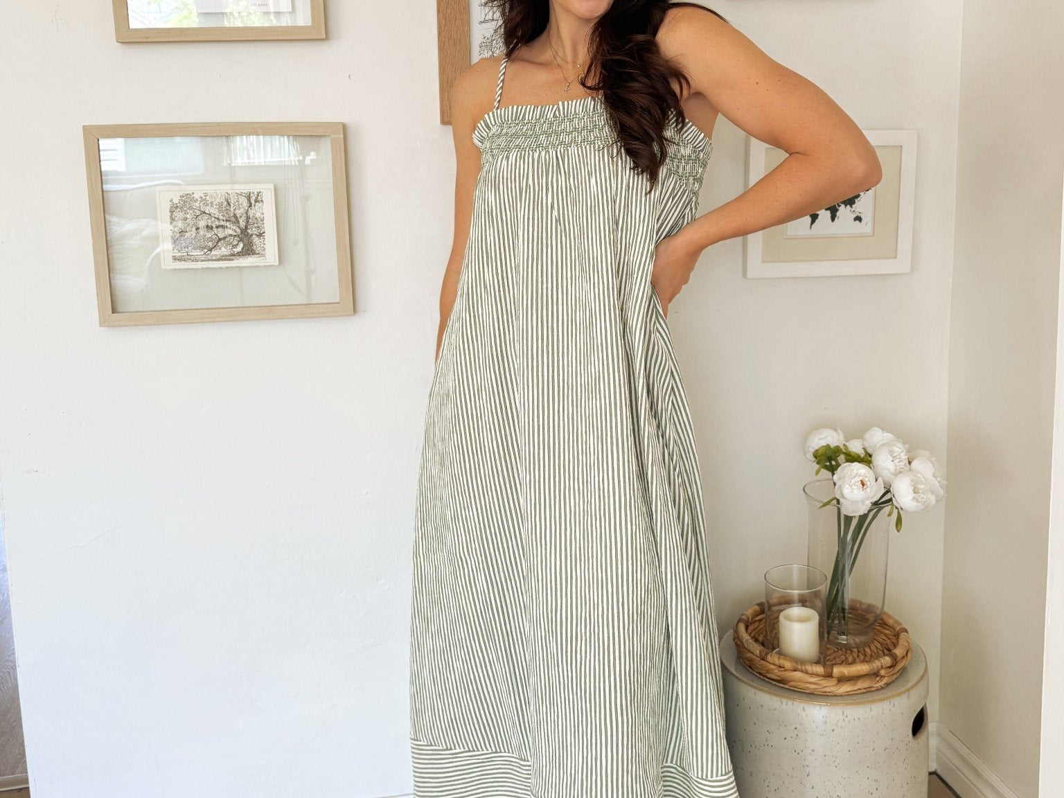 The Isabella White And Green Maxi Dress - Love and Lee Apparel
