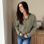 The Evermore Stripe Raw Edge Drop Shoulder Knit Cardigan - Love and Lee Apparel