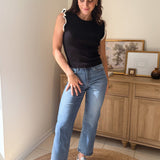 The Dayna High Rise Medium Wash Ankle Slim Wide Jeans - Love and Lee Apparel