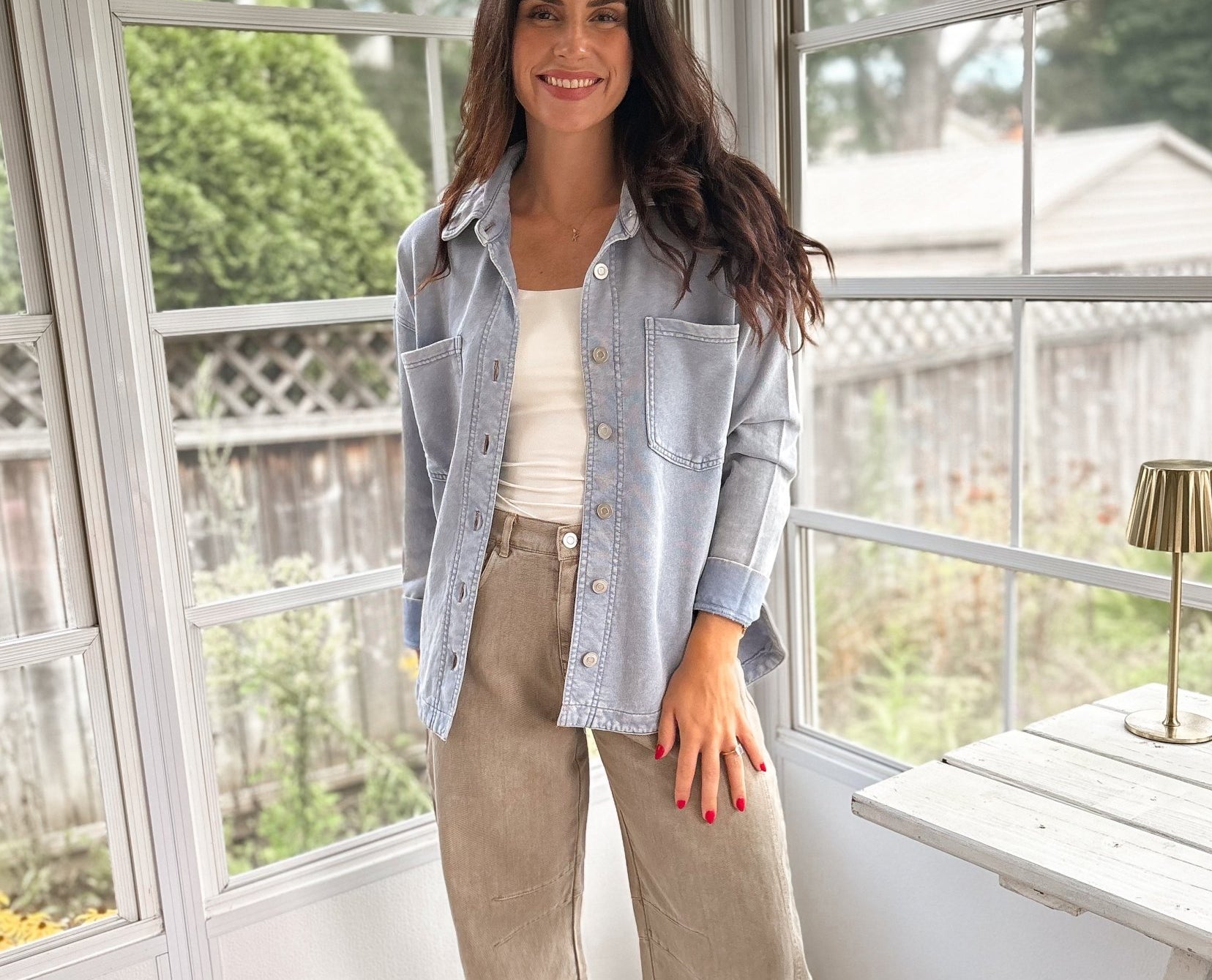 The Indie Acid Washed Collared Button Down Knit Shacket - Love and Lee Apparel