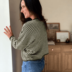 The Evermore Stripe Raw Edge Drop Shoulder Knit Cardigan - Love and Lee Apparel