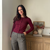 'Pass the Bordeaux' Scalloped Button Down Cardigan - Love and Lee Apparel