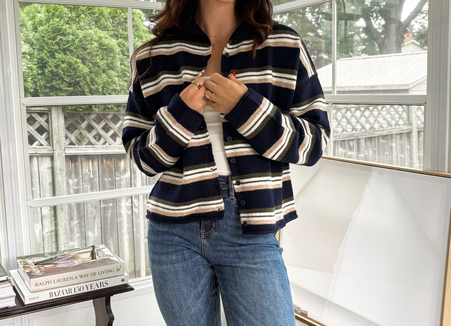 'Meet Me on Campus' Multi-Color Stripe Rolled Neck Knit Cardigan - Love and Lee Apparel