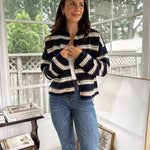 'Meet Me on Campus' Multi-Color Stripe Rolled Neck Knit Cardigan - Love and Lee Apparel