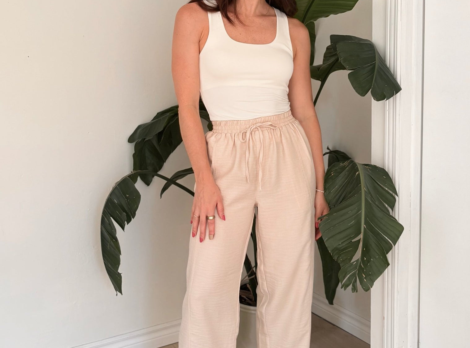The Maureen Elastic Waist Front Tie Lounge Pants - Love and Lee Apparel