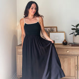 The Chanel Contrast Tie Spaghetti Strap Mix Media Midi Dress - Love and Lee Apparel