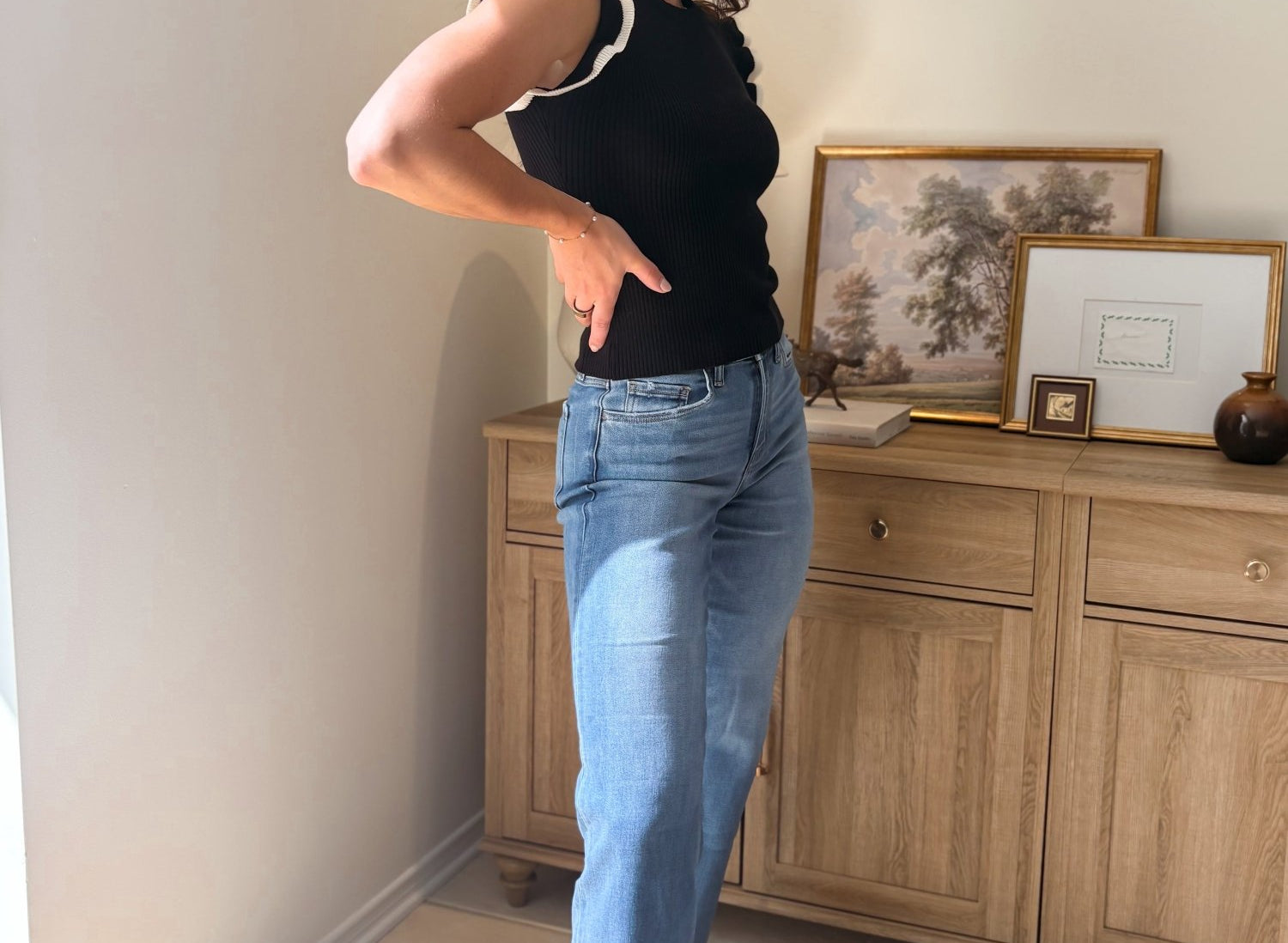 The Dayna High Rise Medium Wash Ankle Slim Wide Jeans - Love and Lee Apparel