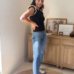 The Dayna High Rise Medium Wash Ankle Slim Wide Jeans - Love and Lee Apparel