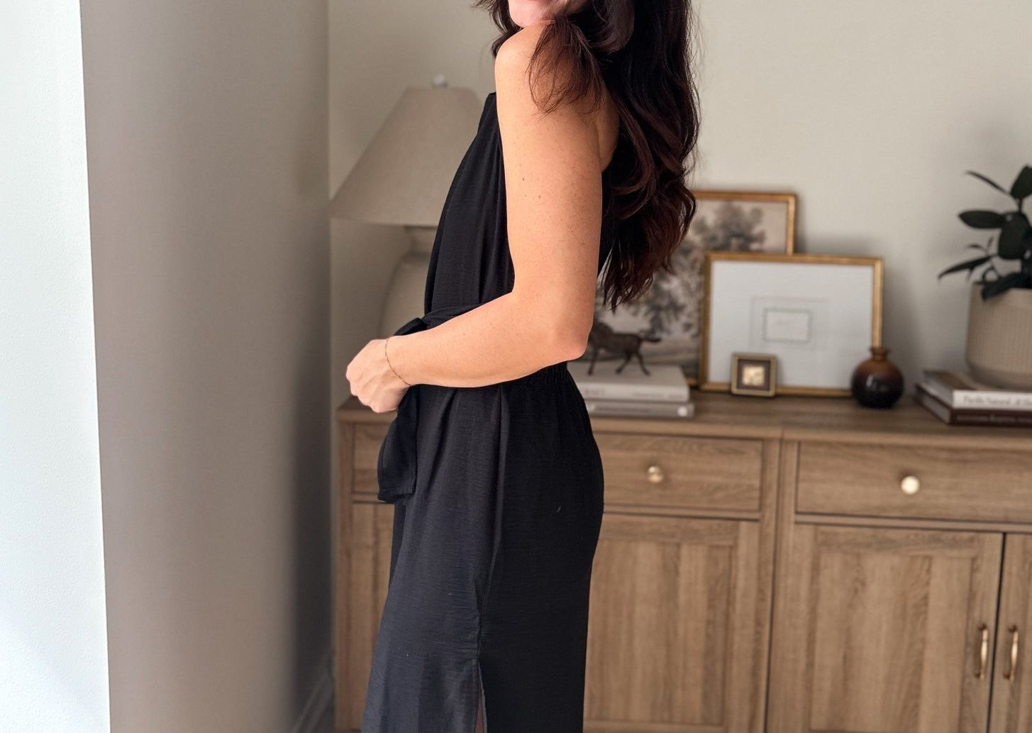 The Peyton Sleeveless Tie Detail Linen Effect Woven Midi Dress - Love and Lee Apparel
