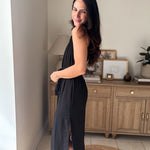 The Peyton Sleeveless Tie Detail Linen Effect Woven Midi Dress - Love and Lee Apparel