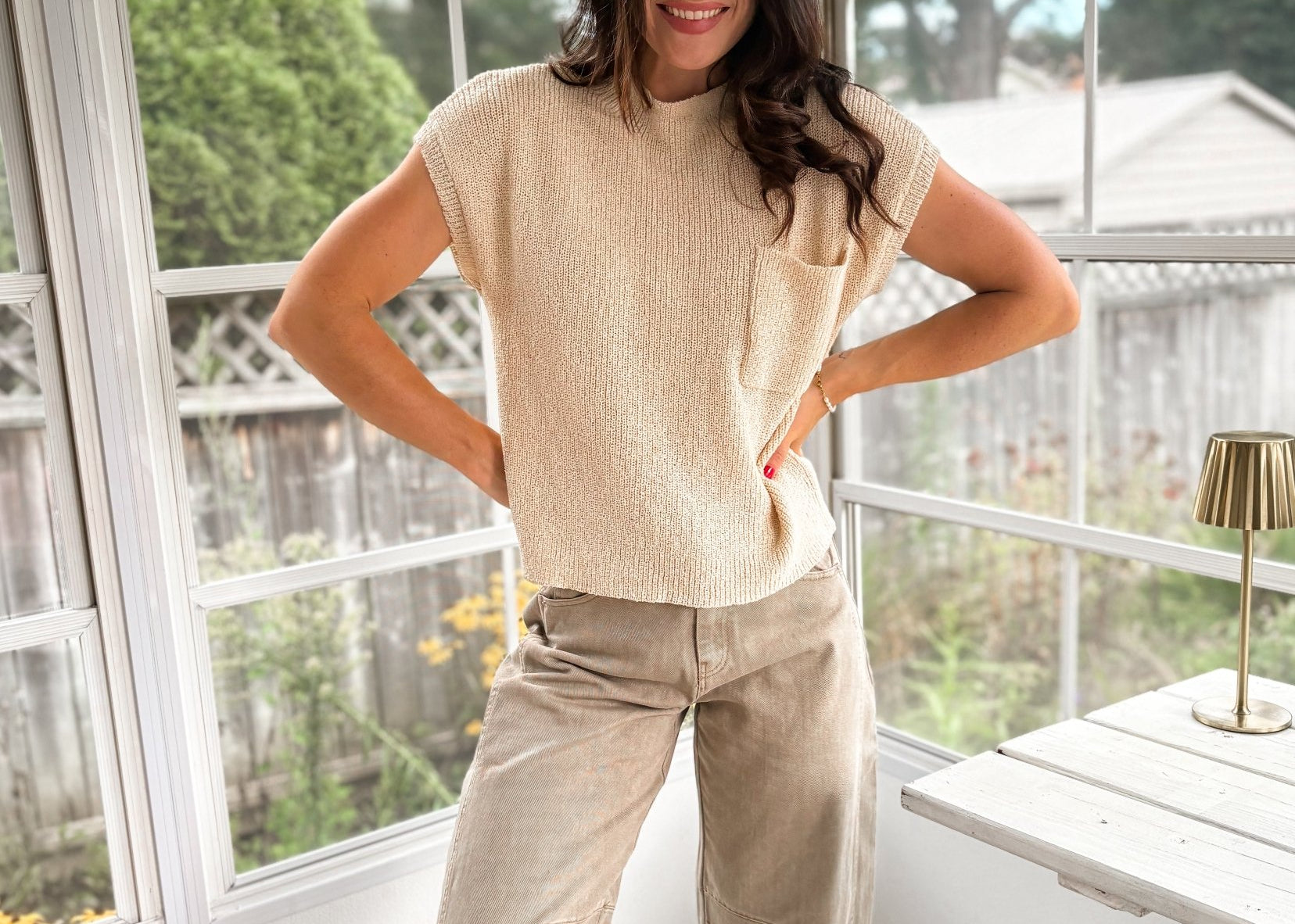 The Calla Pocket Detail Drop Shoulder Short Sleeve Sweater - Love and Lee Apparel