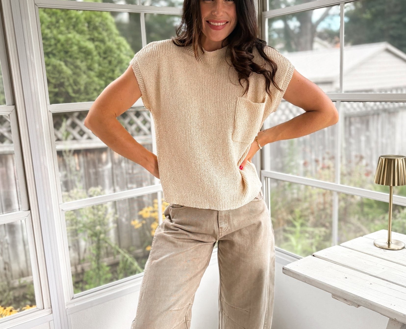 The Calla Pocket Detail Drop Shoulder Short Sleeve Sweater - Love and Lee Apparel