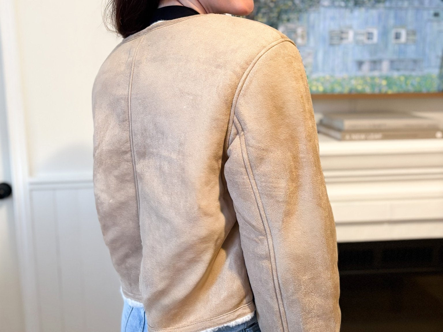 The Monique Long Sleeve Gold Button Closure Inner Fur Faux Suede Jacket - Love and Lee Apparel