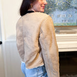 The Monique Long Sleeve Gold Button Closure Inner Fur Faux Suede Jacket - Love and Lee Apparel