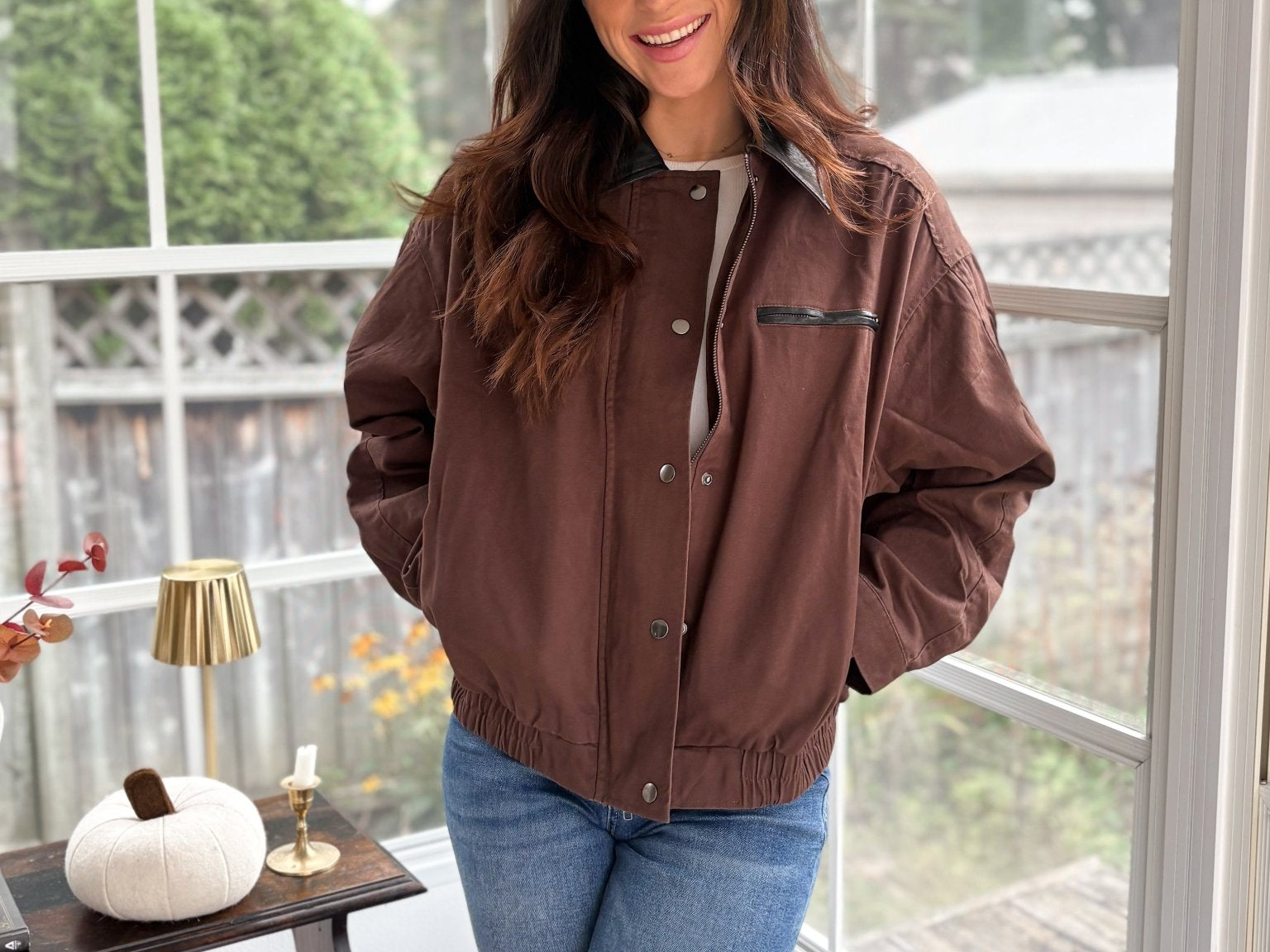 November Air Contrast Vegan Leather Collar Jacket - Love and Lee Apparel