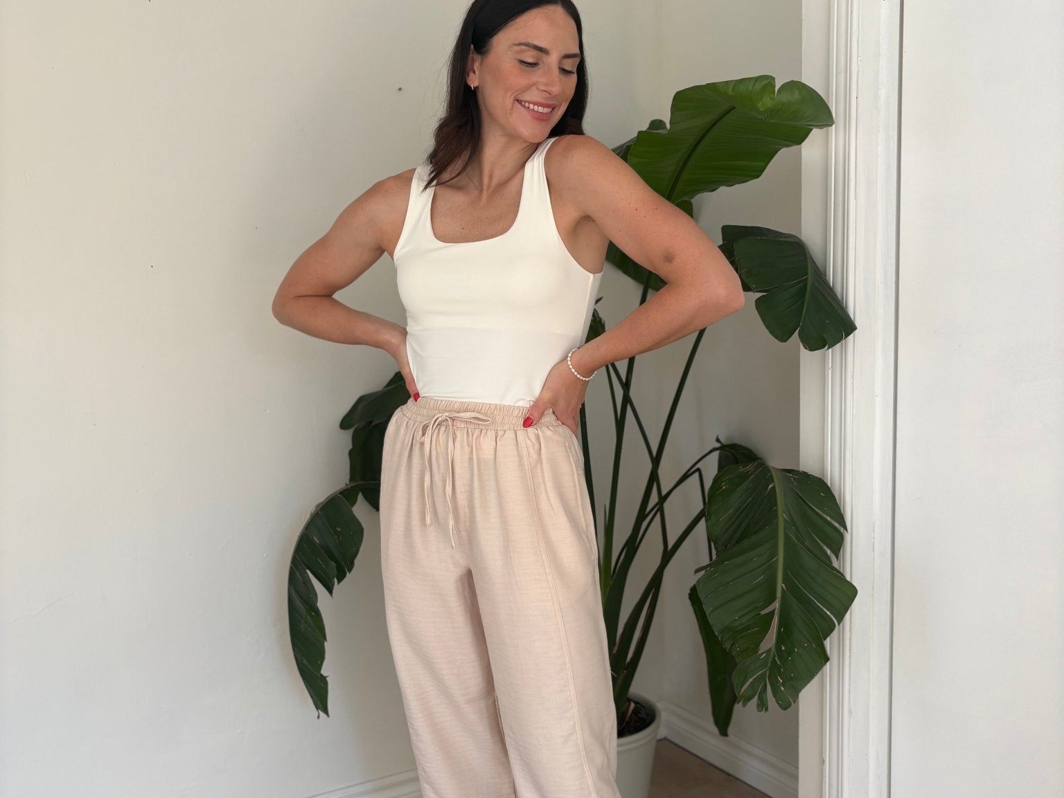 The Maureen Elastic Waist Front Tie Lounge Pants - Love and Lee Apparel