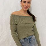 The Katia Long Sleeve Off - Shoulder Knit Sweater - 2 colours available - Love and Lee Apparel