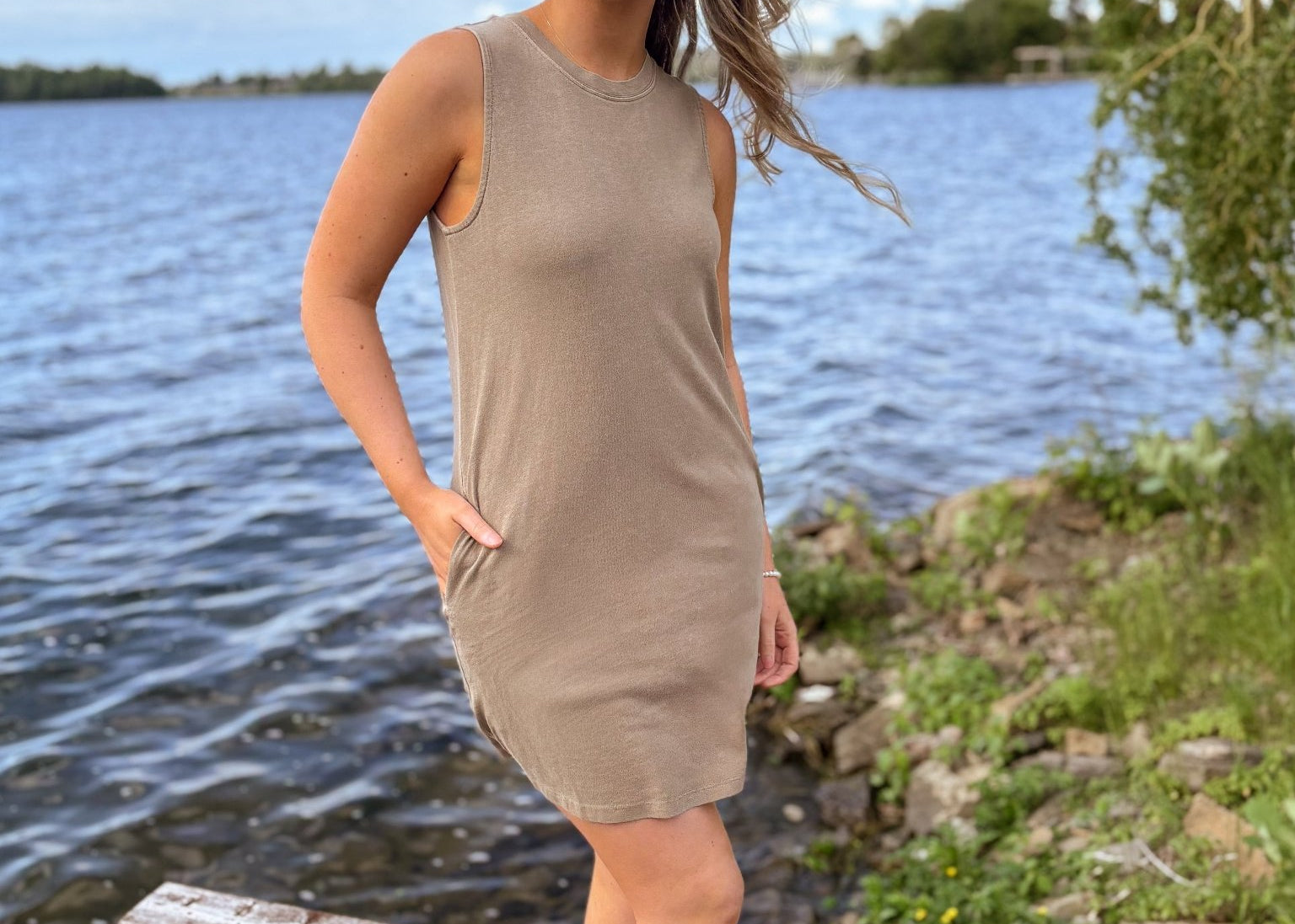 The Lakehouse Pigment Dyed Sleeveless Mini Dress - Love and Lee Apparel