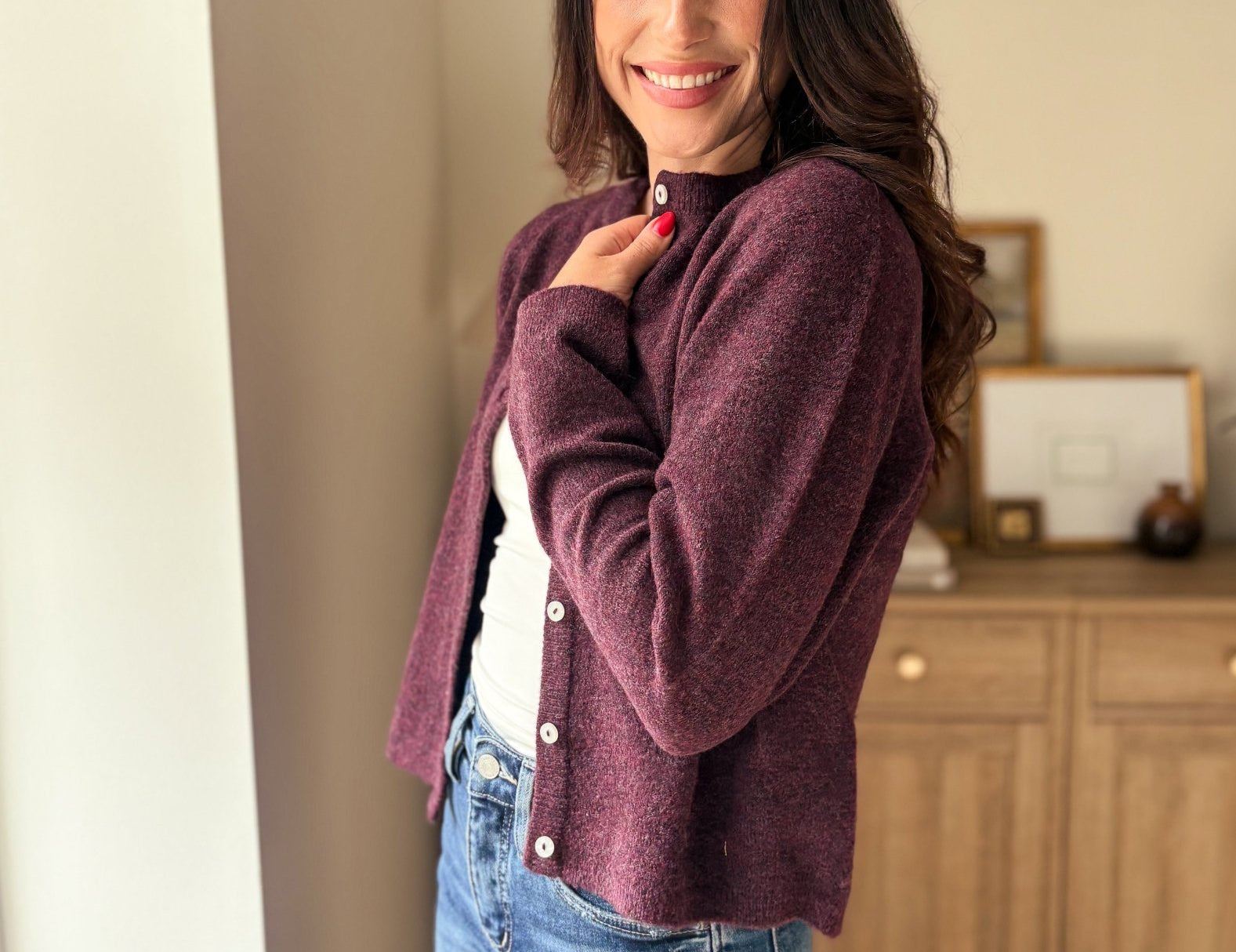 The Maison Merlot Knit Cardigan in Burgundy - Love and Lee Apparel