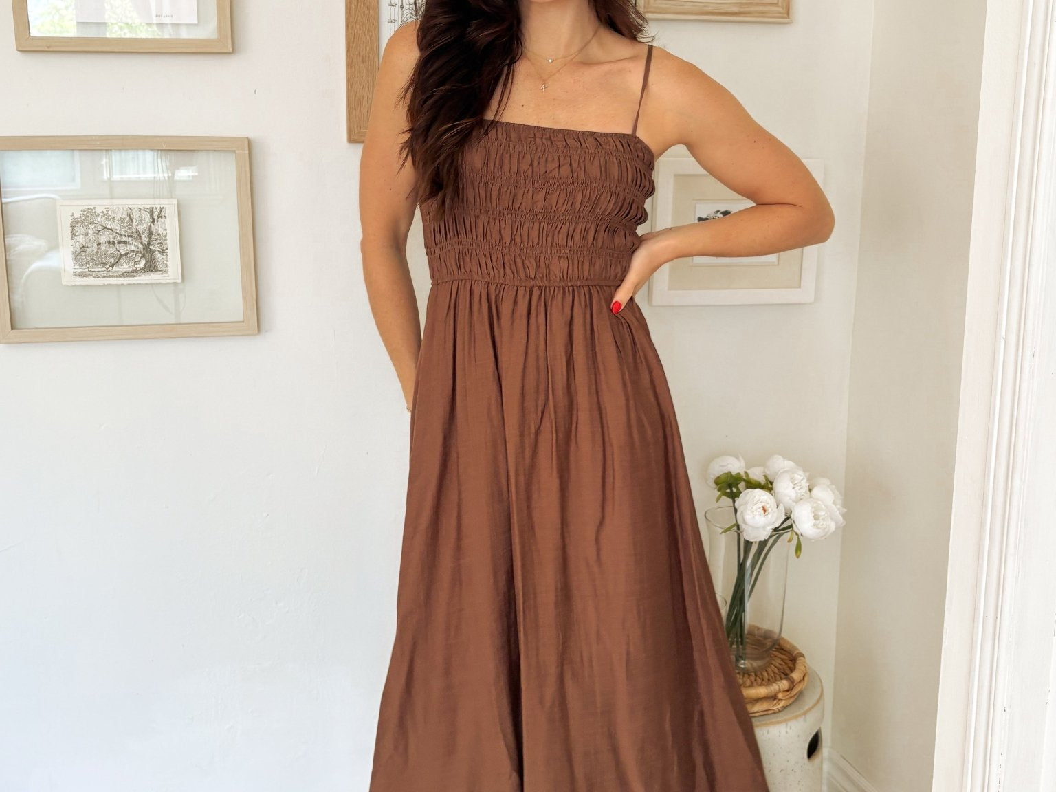 The Hudson Brown Midi Dress - Love and Lee Apparel