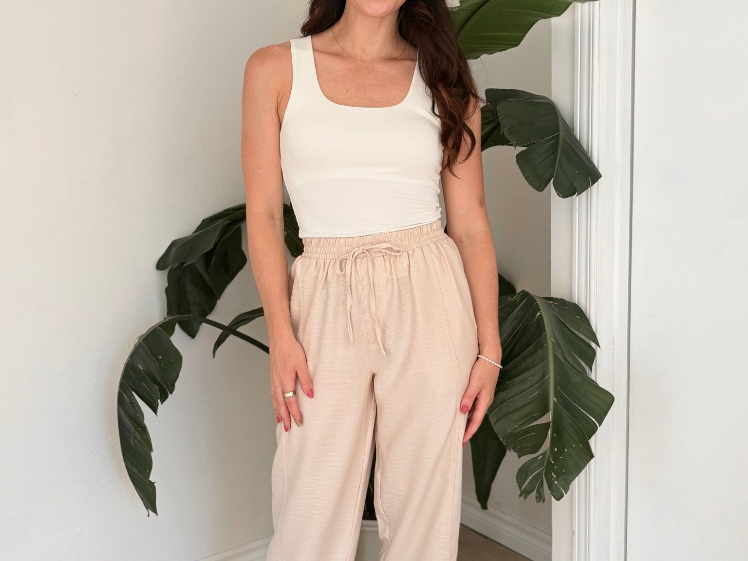 The Maureen Elastic Waist Front Tie Lounge Pants - Love and Lee Apparel