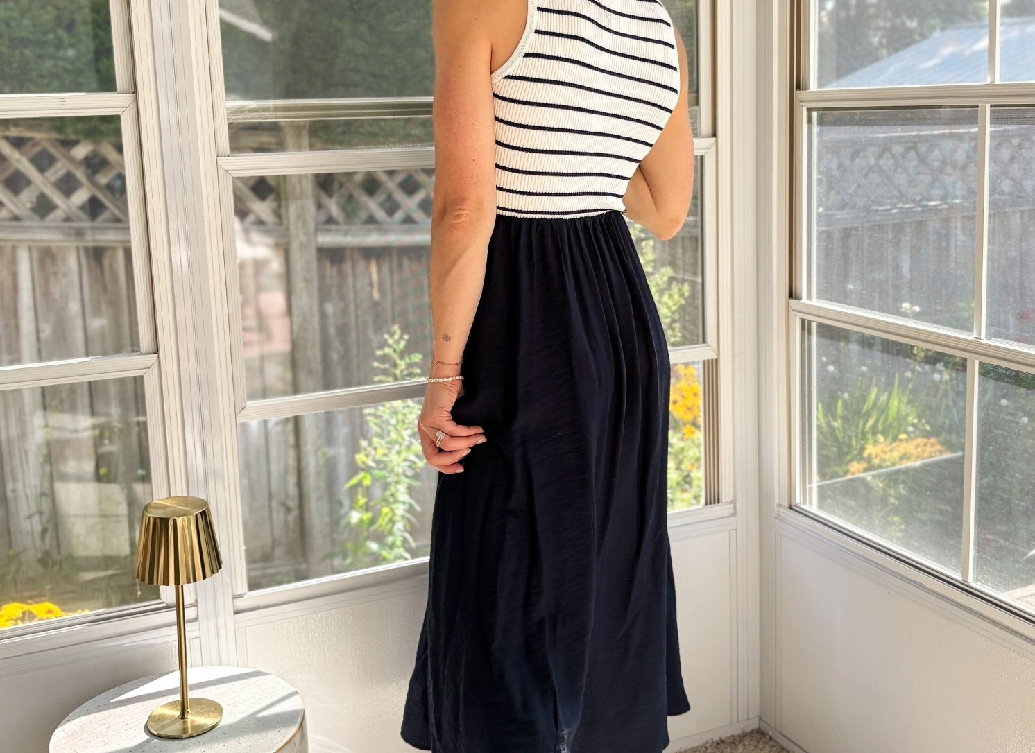 Ash Sleeveless Mixed Media Midi Dress - Love and Lee Apparel