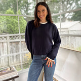 'Syllabus Season' Contrast Rolled Edge Crewneck Pullover - Love and Lee Apparel