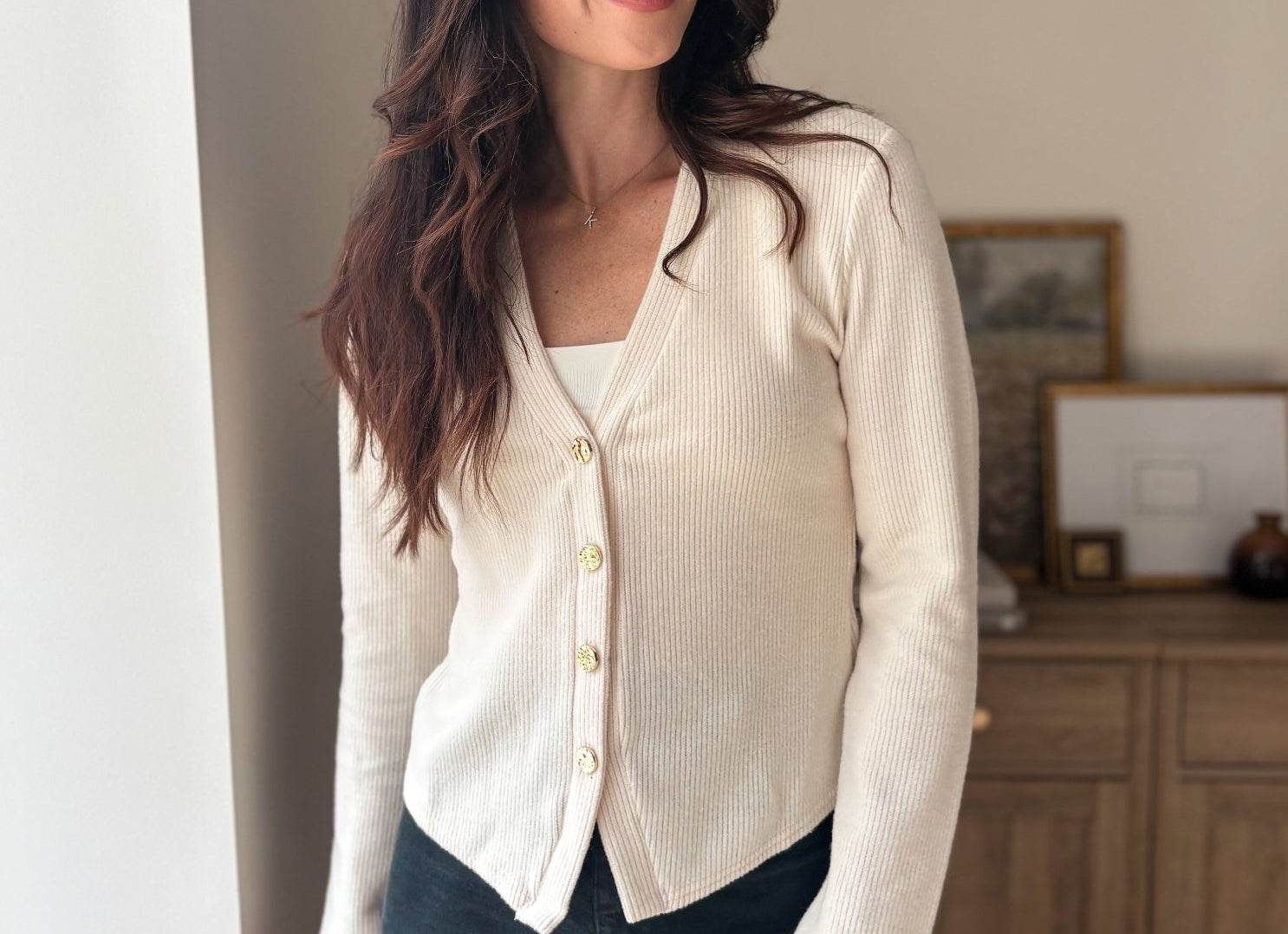The Cork & Candle Soft Ribbed V-Neck Cardigan - Love and Lee Apparel