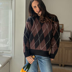 The 'Giving Season' Oversized Argyle Crew Neck Knit Pullover - Love and Lee Apparel