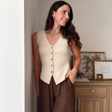 The Reegan Seamless V Neck Gold Button Knit Cardigan Vest - Love and Lee Apparel